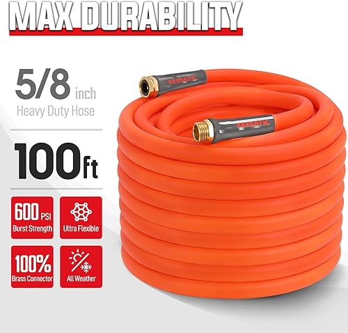 Miniatura 2 de YAMATIC Manguera de jardín resistente con boquilla, 58 pulgadas x 100 pies, juego de manguera de agua súper flexible, para todo tipo de clima,