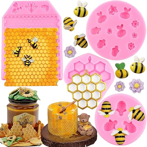 ZiXiang Bumble Bee - Molde de silicona para panal, abejas, fondant, para cupcakes, arcilla de caramelo, chocolate, pasta de semen, decoración de