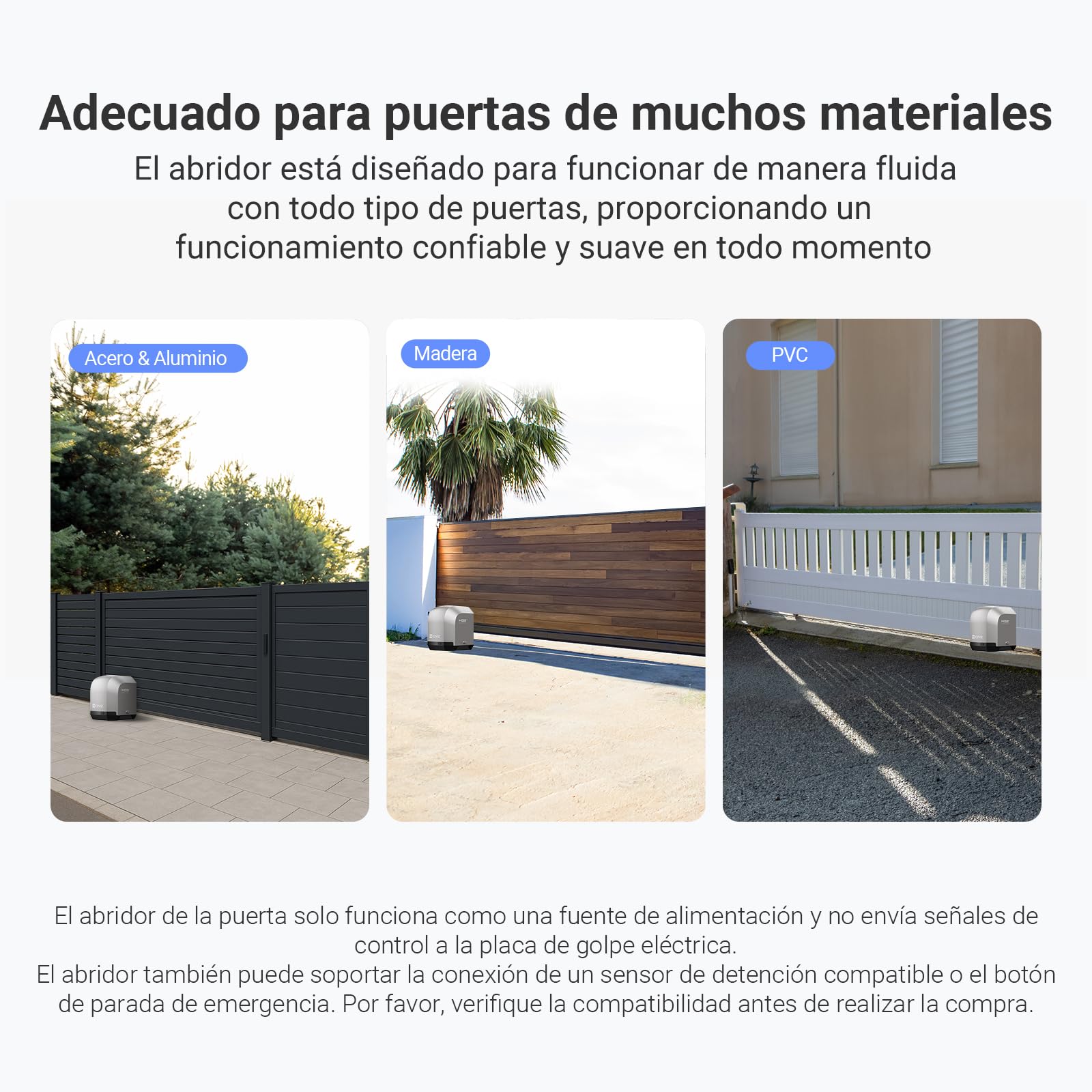 EZVIZ Motor Puertas Correderas Exterior 400 kg, con 4 Metros Cremallera de Nailon y Acero, Dos Mandos a distancia, una Luz de Alarma, Wi-Fi/Bluetooth, Instalación de dos cables, Impermeable, HG2 400