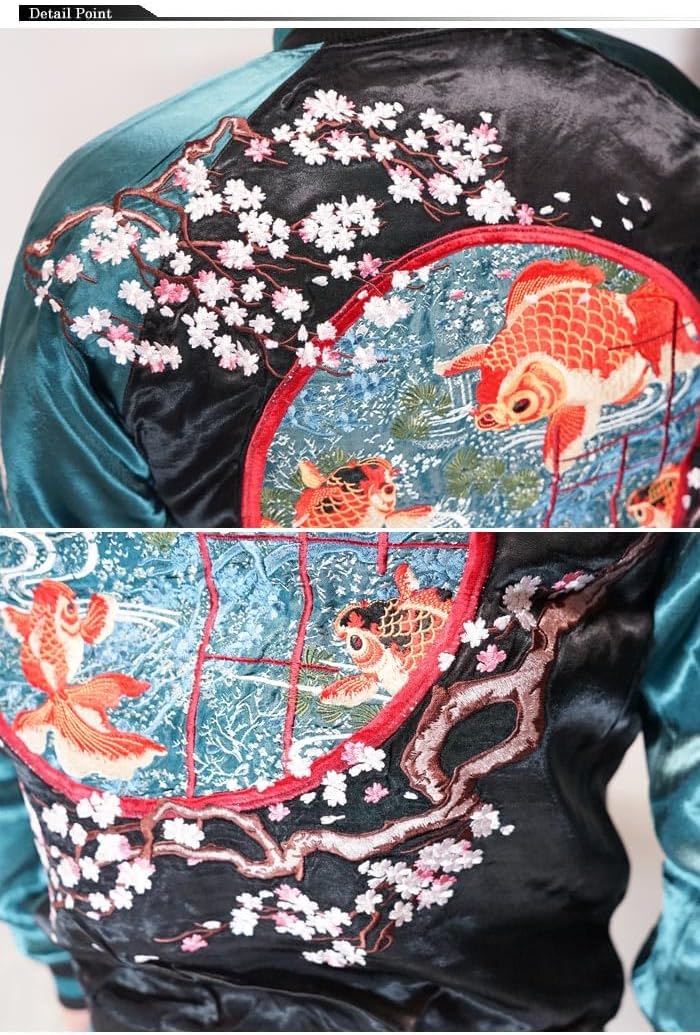 ﾊﾅﾀﾋﾞｶﾞｸﾀﾞﾝ 和柄 スカジャン リバーシブル メンズ 総刺繍 桜 金魚鉢 スーベニアジャケット SKJ-01 【グラディ】