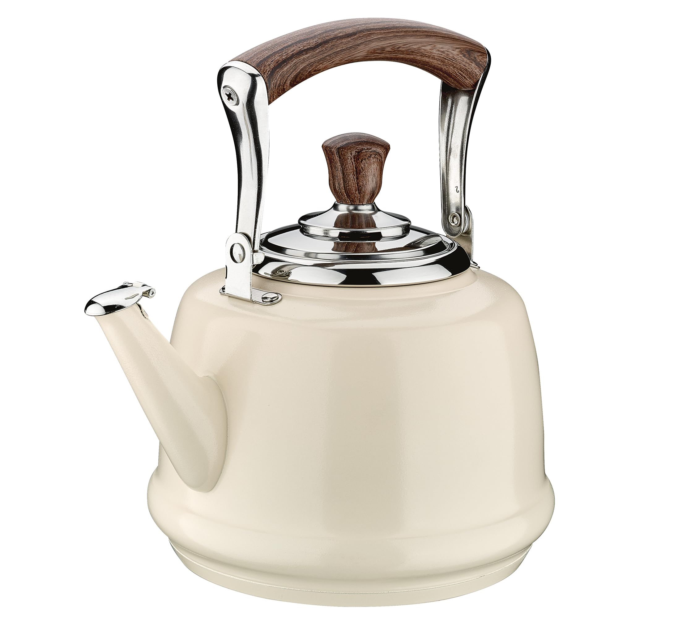 cilio Bollitore bianco | acciaio inox laccato | bollitore a fischio con flauto a 2 toni | bollitore a induzione | per ogni piano di cottura | base capsula Ø 14,5 cm | capacità 2 l | capacità 1,2 l per