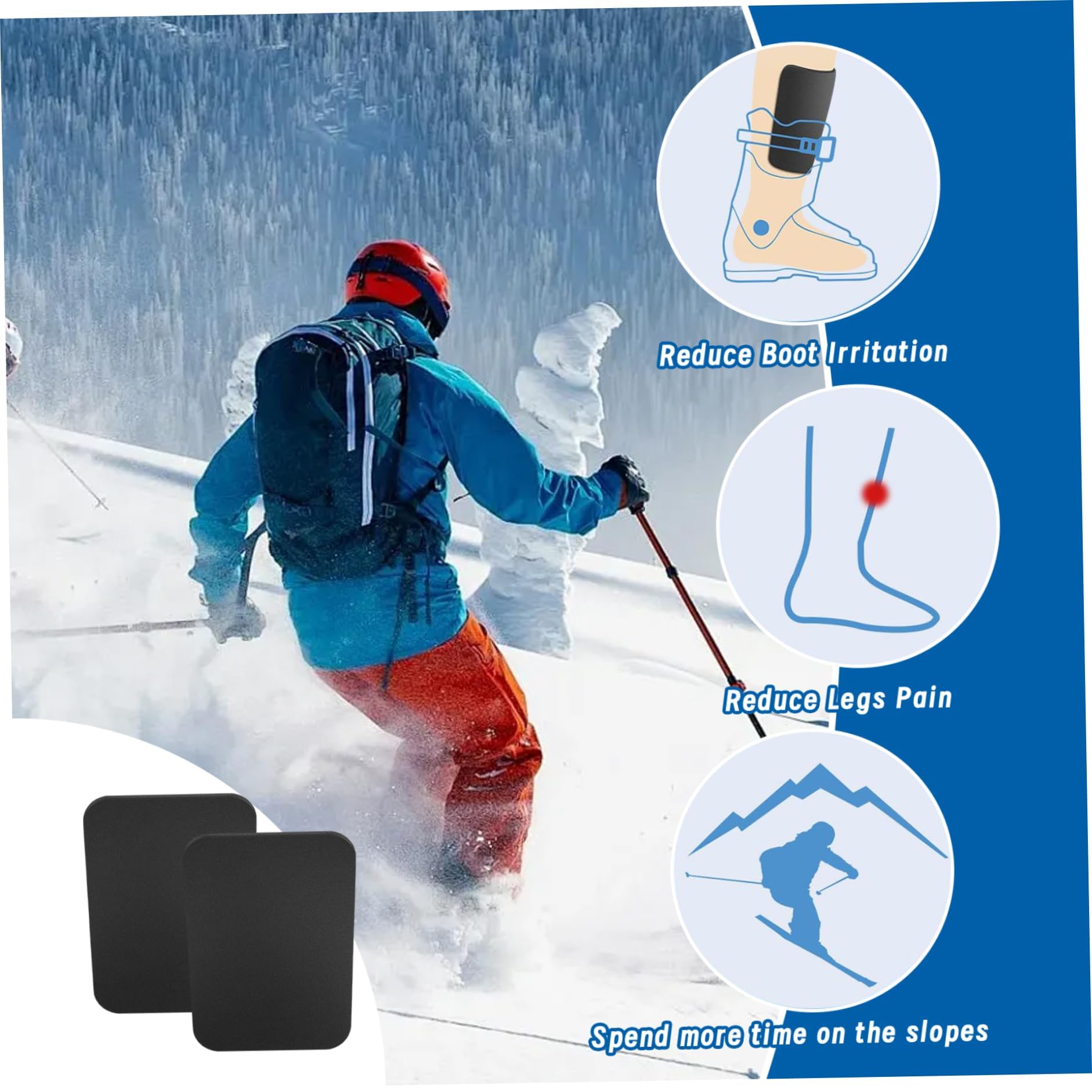 Protector de Tibias para Esquí, 4 Piezas Protector de Piernas Recortable, Espinilleras Esqui Engrosadas para Deportes de Invierno, Entusiastas del Esqui, Atletas