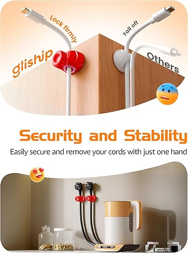 Miniatura 3 de Paquete de 6 clips magnéticos para cable, soporte ajustable suave para cable de teléfono celular con forma de zapato, clips de cadena de luces para