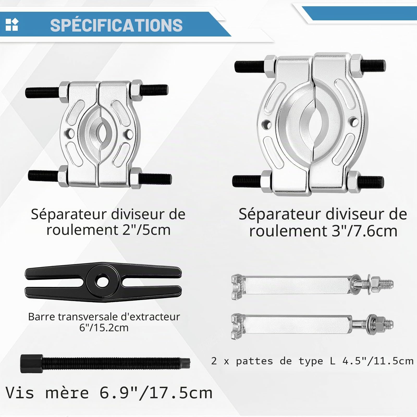 ATPEAM 14 pièces Kit Extracteur de Roulement à Double Séparateur, Coffret Arrache Roulement, Extracteur de Roulement