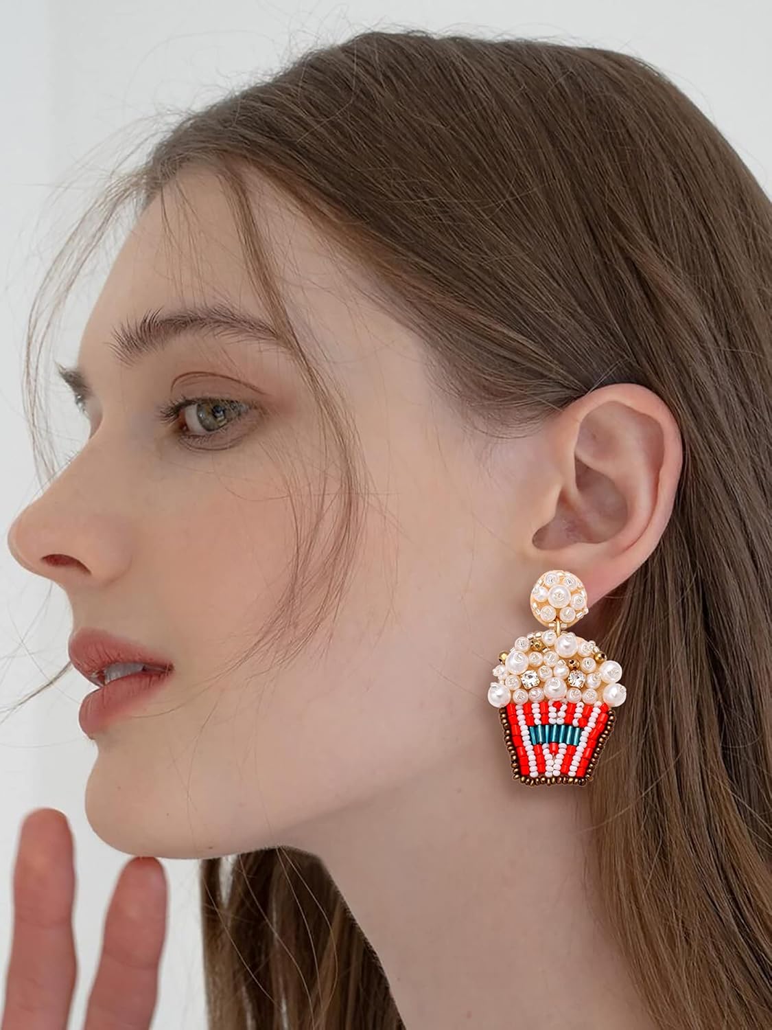 Beaded Drop Earrings for Women Handmade Popcorn Unicorn Ice Cream Rainbow Umbrella Beaded Dangle Earring for Women Holiday Gift Ideas - Image 2