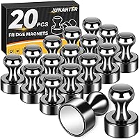 Vista 1 de Paquete de 20 Chinchetas Magnéticas, Imanes Negros Fuertes para Refrigerador, Imanes para Pizarra Blanca, Imanes para Refrigerador Fuertes, Imanes