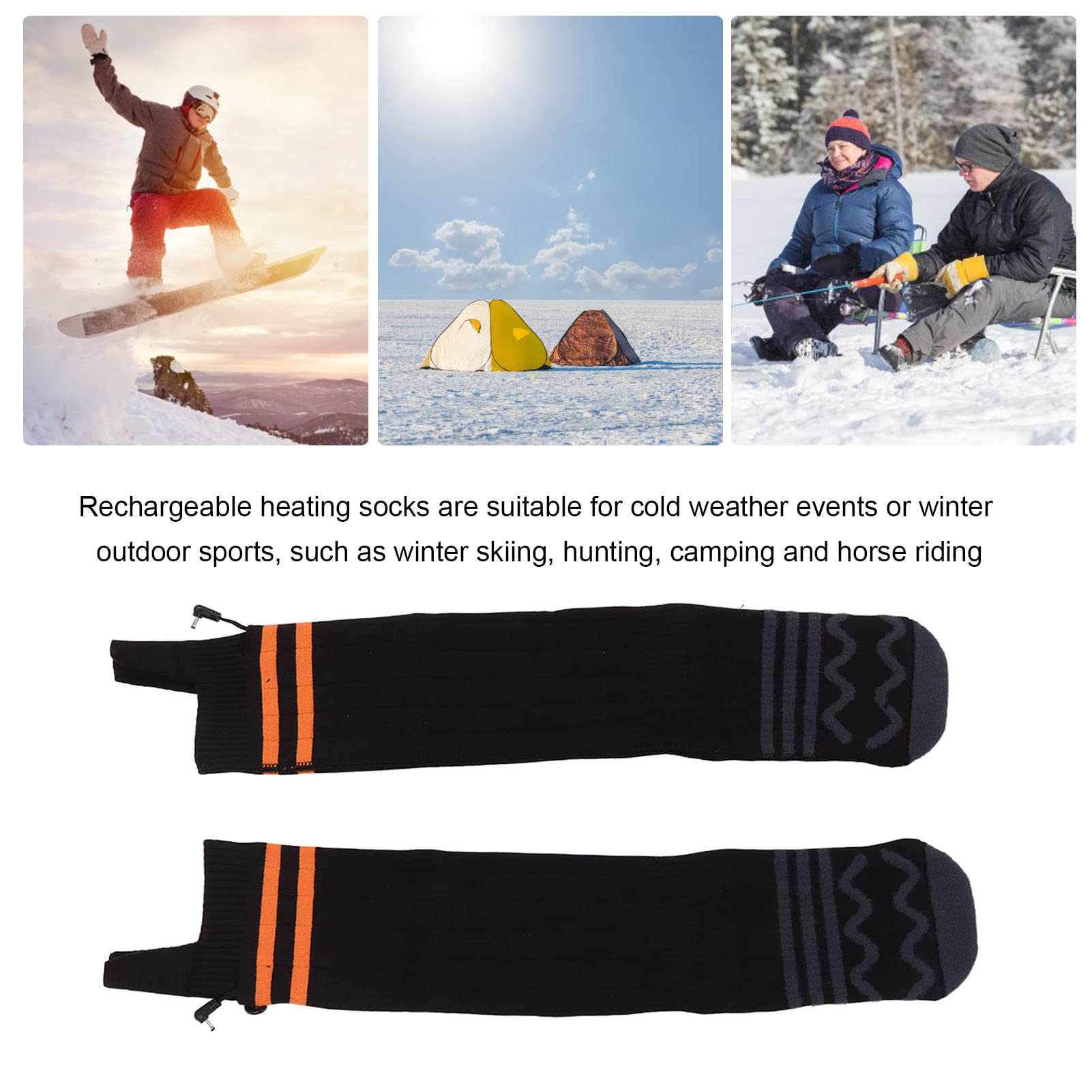 Chaussettes Chaudes d'hiver Semelles complètes Chaussettes chauffées Thermiques pour Hommes Femmes en Plein air Ski de Chasse