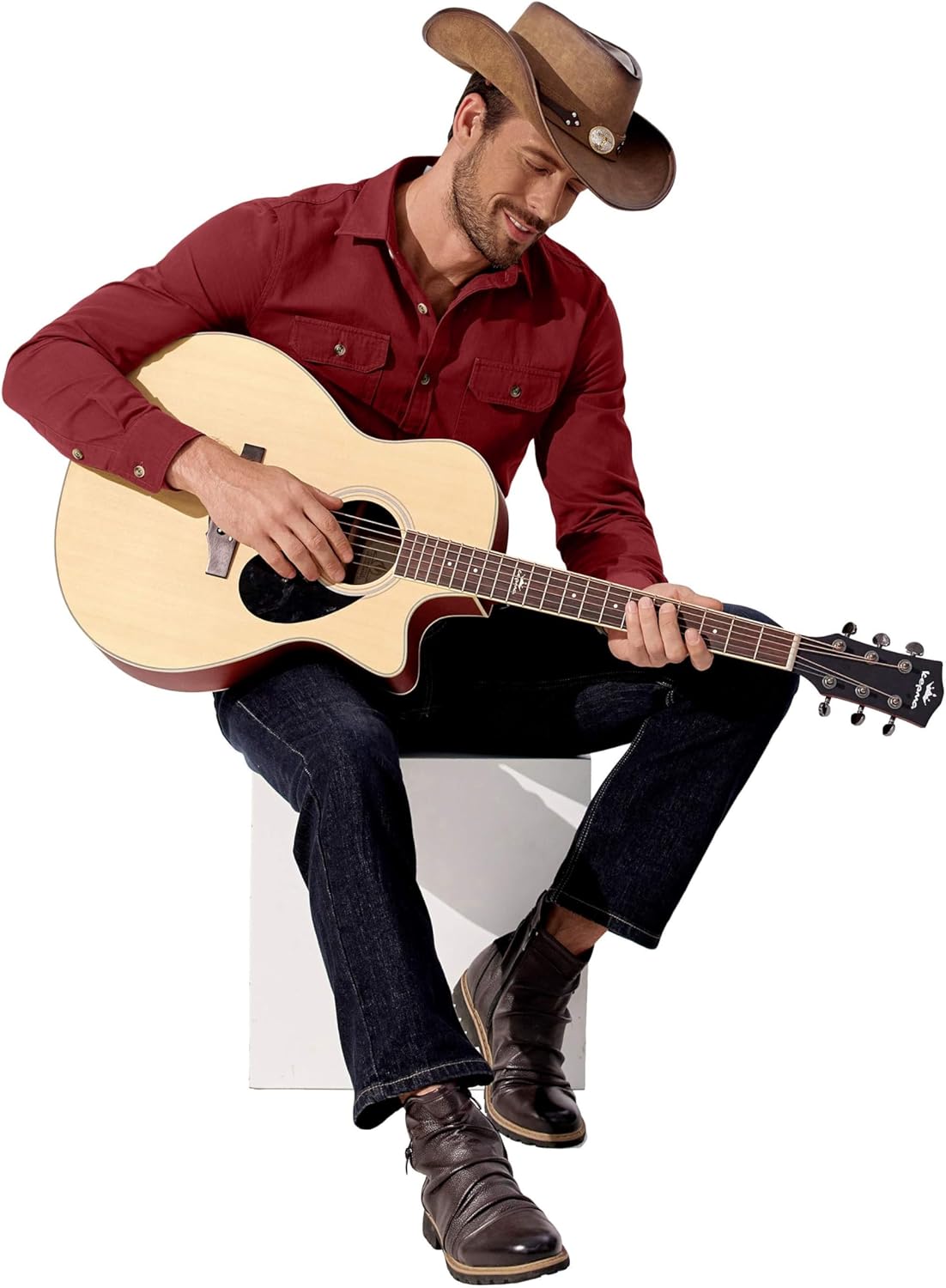 COOFANDY Mens Western Cowboy Shirt Long Sleeve Cotton Button Down Work Shirts with Pockets - Image 3