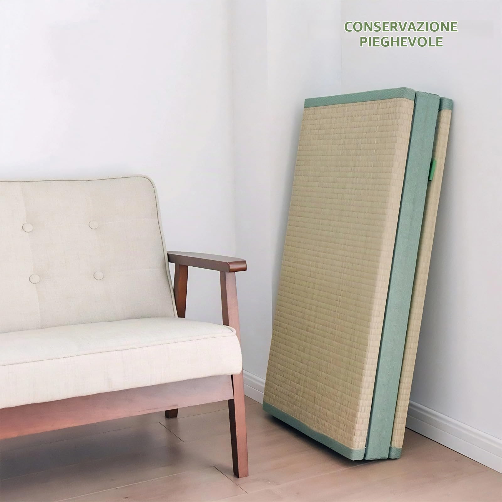 Tatami, Tradizionale Giapponese,Materasso a Pieghe Quadruple Comfort Sleep,Materasso Da Pavimento Palestra,100% Canne Verdi Naturali，Yoga Idoneo Meditazione,Sale Zen E Camere Da Tè (Size:75x200x3.5cm)