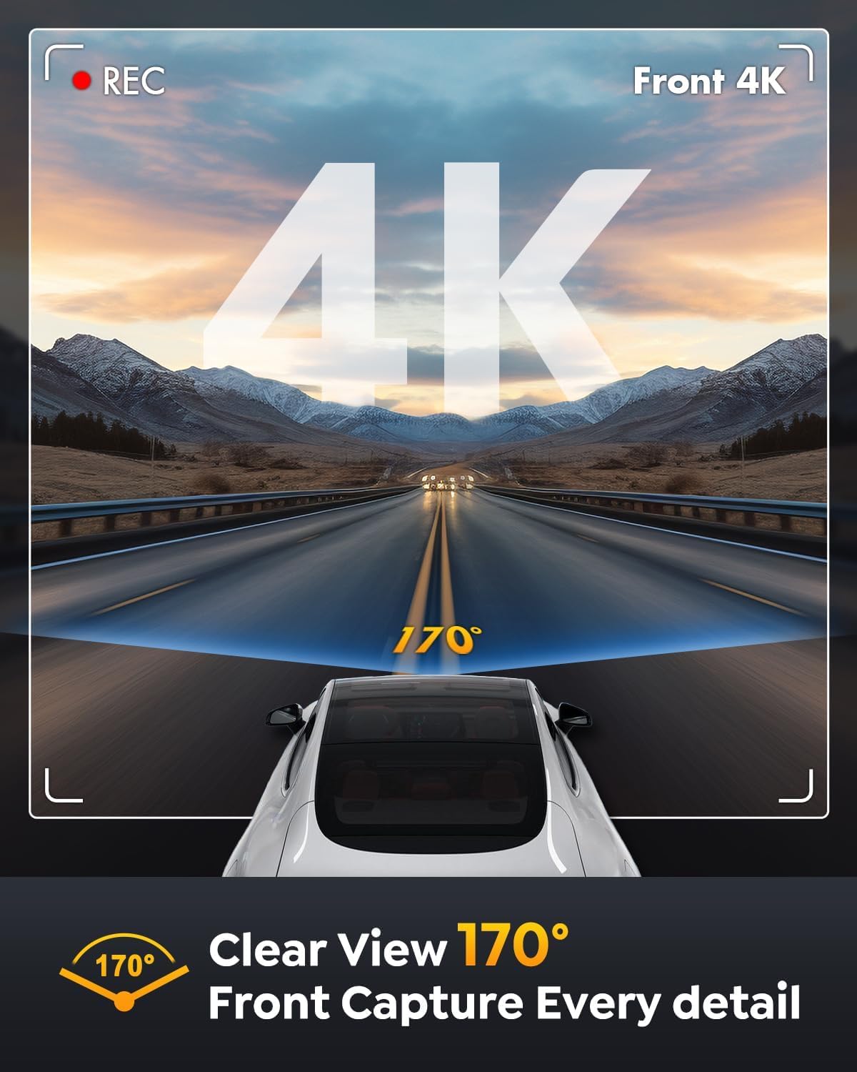 Dashcam 4K GKU D600 - WiFi, 170° Gran Angular, Visión Nocturna, Sensor G, Hasta 256GB