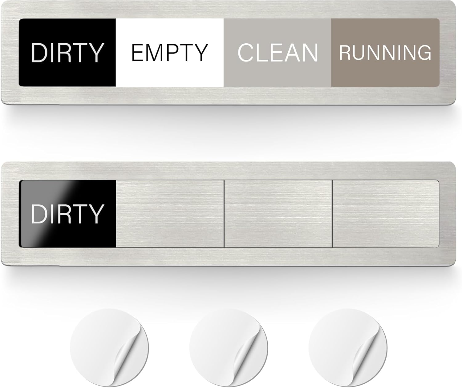 Dishwasher Magnet Clean Dirty Sign, 4 Options with Running and Empty Options, Stainless Steel Dishwasher Magnet Easy to Switch, Residue Free Adhesive Included Dishwasher Magnet Clean Dirty Sign, 4 Options with Running and Empty Options, Stainless Steel Dishwasher Magnet Easy to Switch, Residue Free Adhesive Included