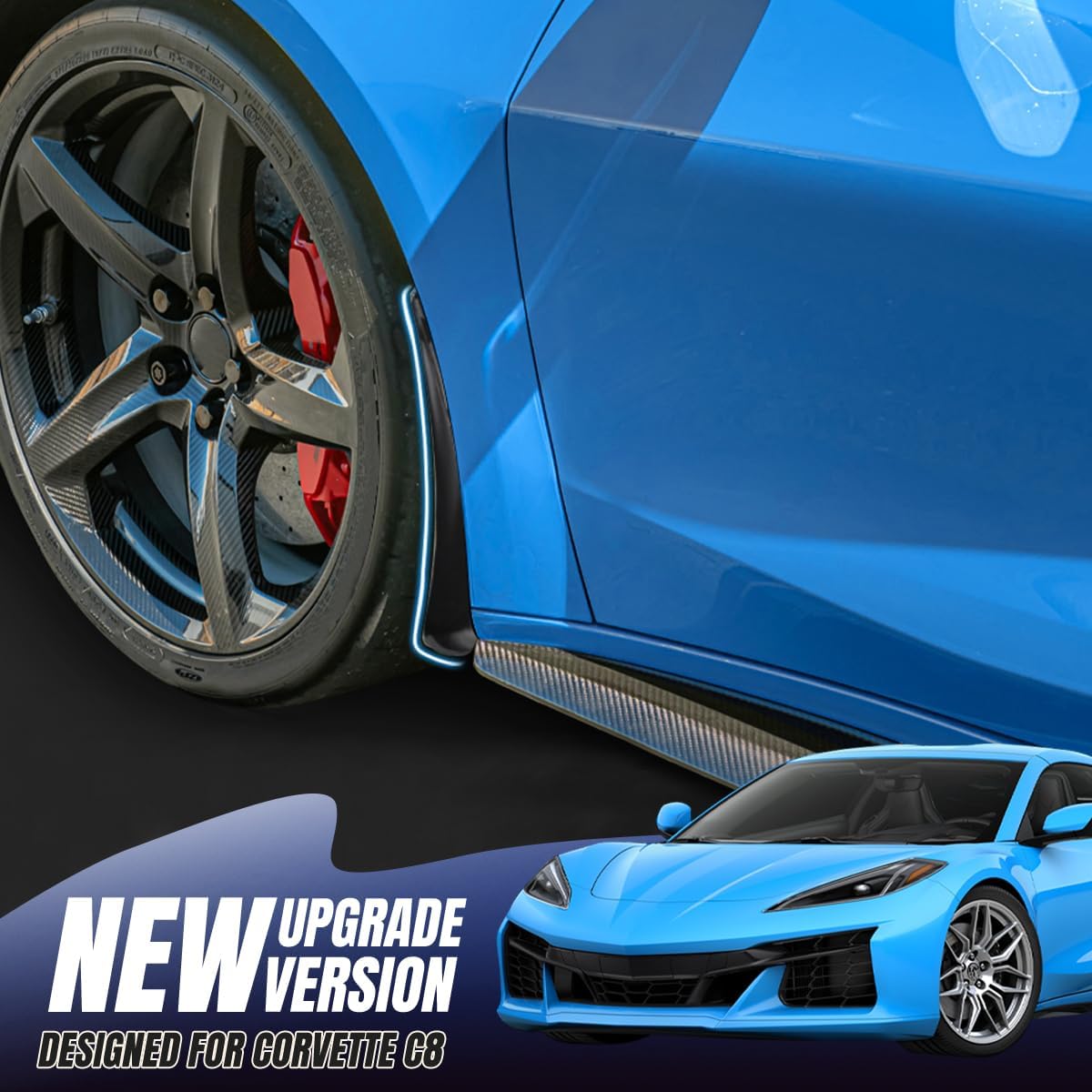 Extended Front Splash Guards Mud Flaps,ABS Plastic Wheels Rock Guards Mudflap Fender Mudguard Mud Guards Protector ﻿Accessories for Corvette C8 Z06 2023+ for C8 E-Ray 2024+