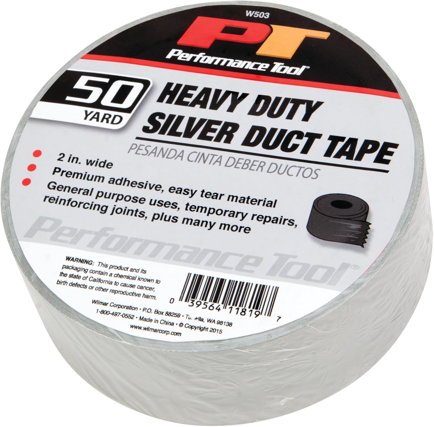 Performance Tool W503 50 Yard Heavy Duty 17 Mil Silver Duct Tape