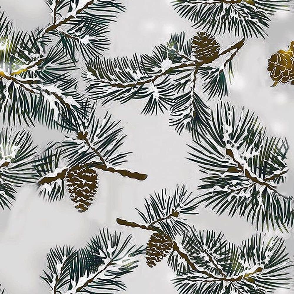 Snowy Fulliege (Grey) Design 100% Cotton Quilting Fabric by The Yard (Grey, Green, Brown, Gold)