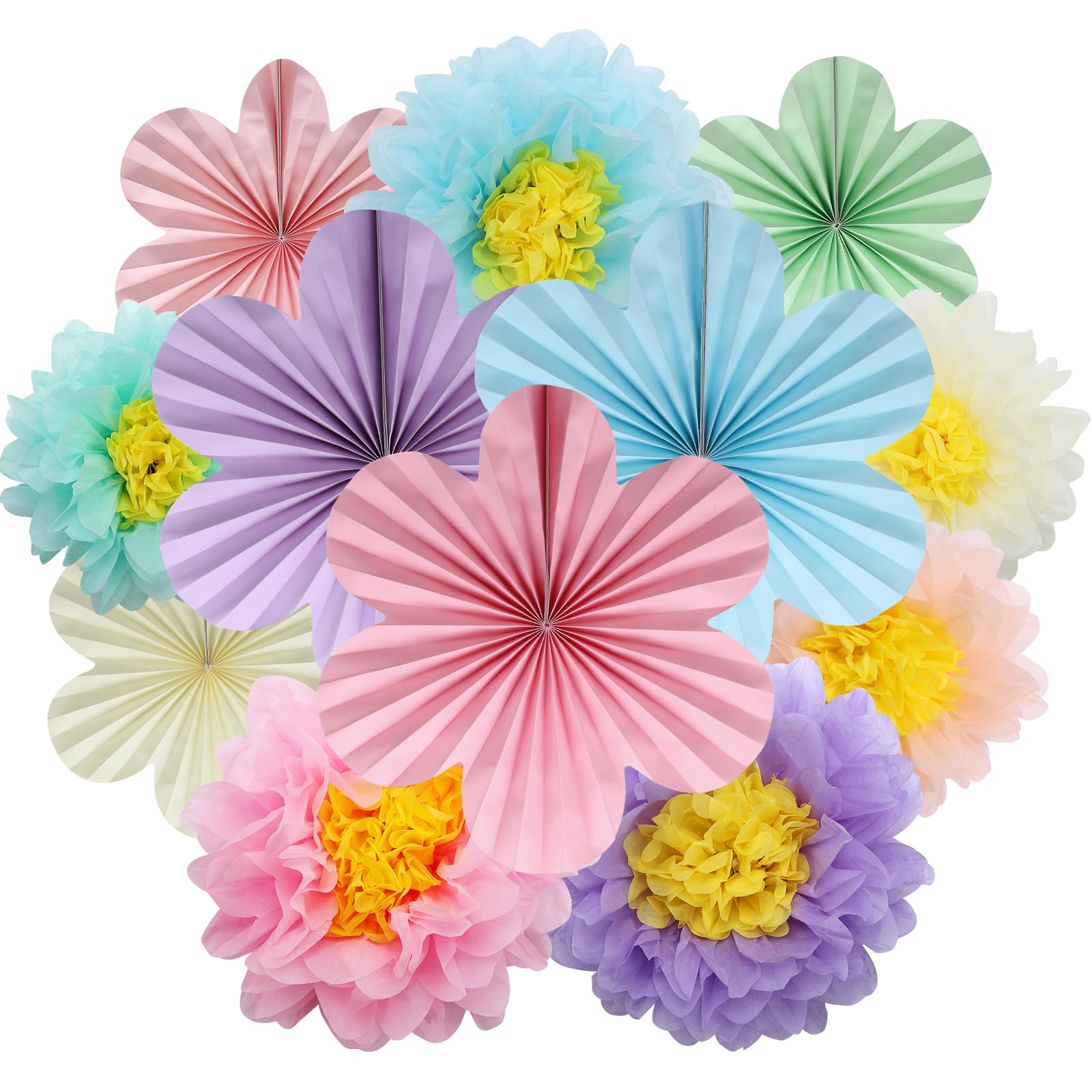 BestoFun Blumen Papier Fächer Dekoration Beige für Hochzeit Geburtstag