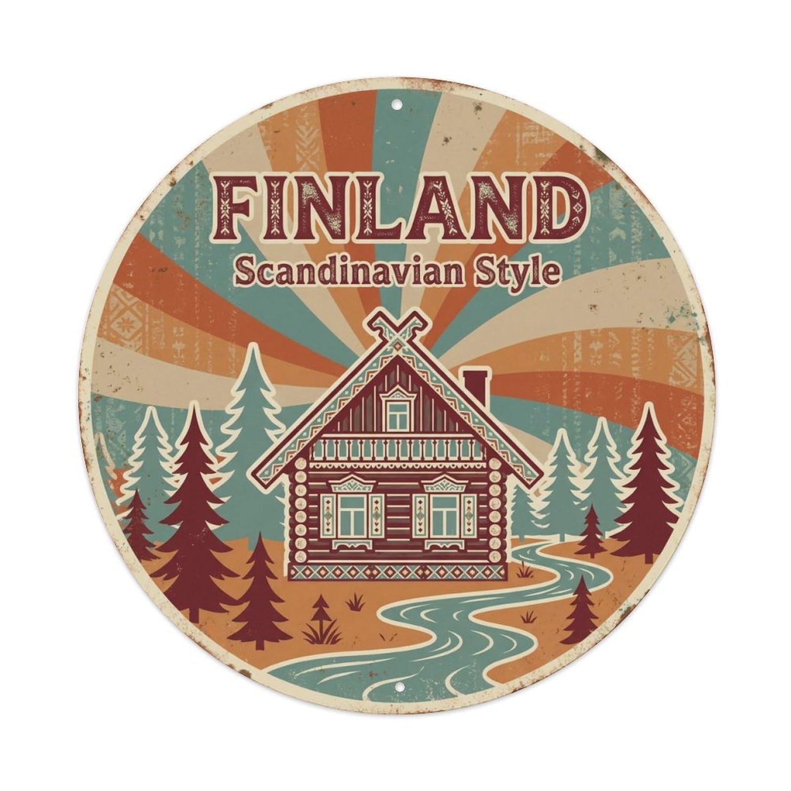 Vintage Travel Finland Scandinavian Vintage Metal Tin Sign Plaque