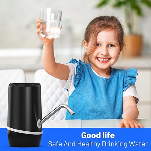 Miniatura 6 de 2-5 Gallon Portable Water Dispenser, Water Bottle Pump Rechargeable for 5 Gallon with Silicone Cap, Automatic Drinking Water Jug Dispenser (Black)
