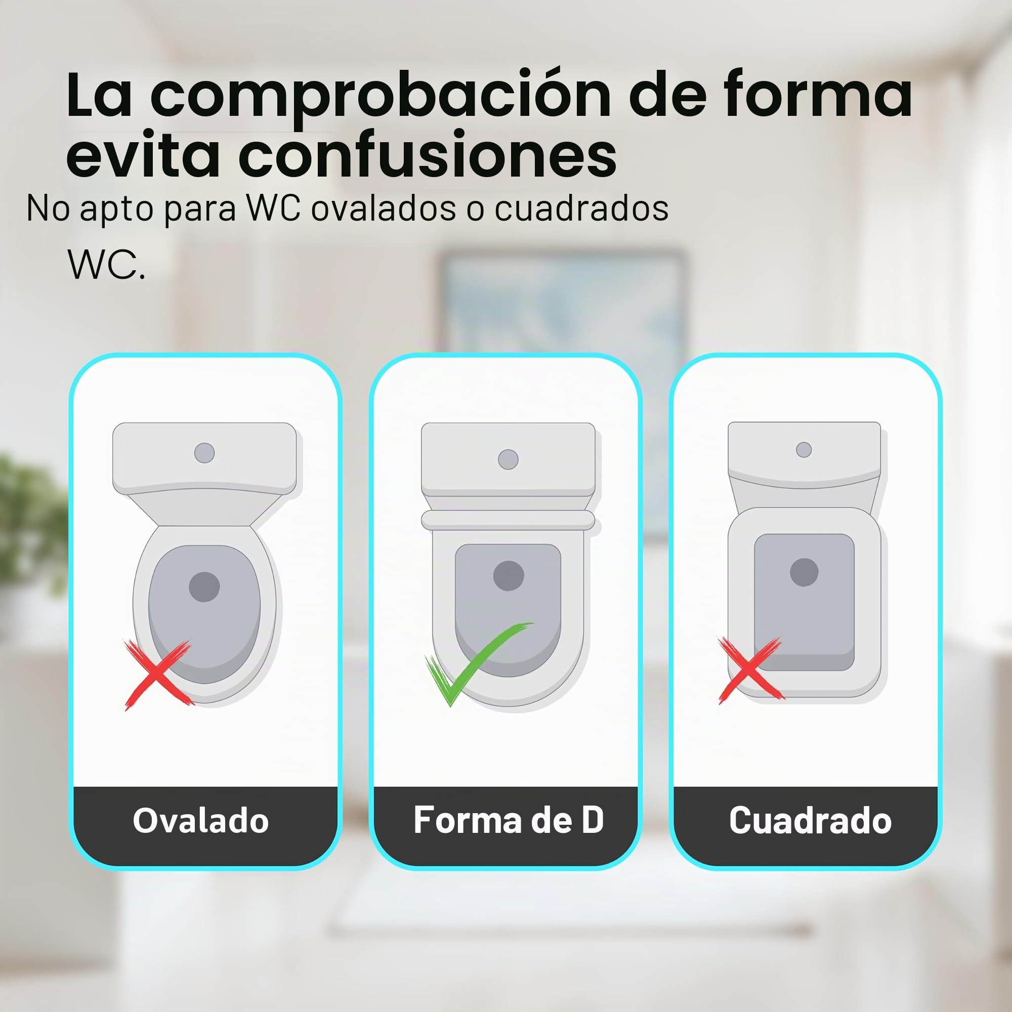 Asiento de inodoro en forma de D, asiento de inodoro blanco de cierre suave con bisagra ajustable de acero inoxidable, liberación rápida, fácil fijación superior, funda antibacteriana para baño