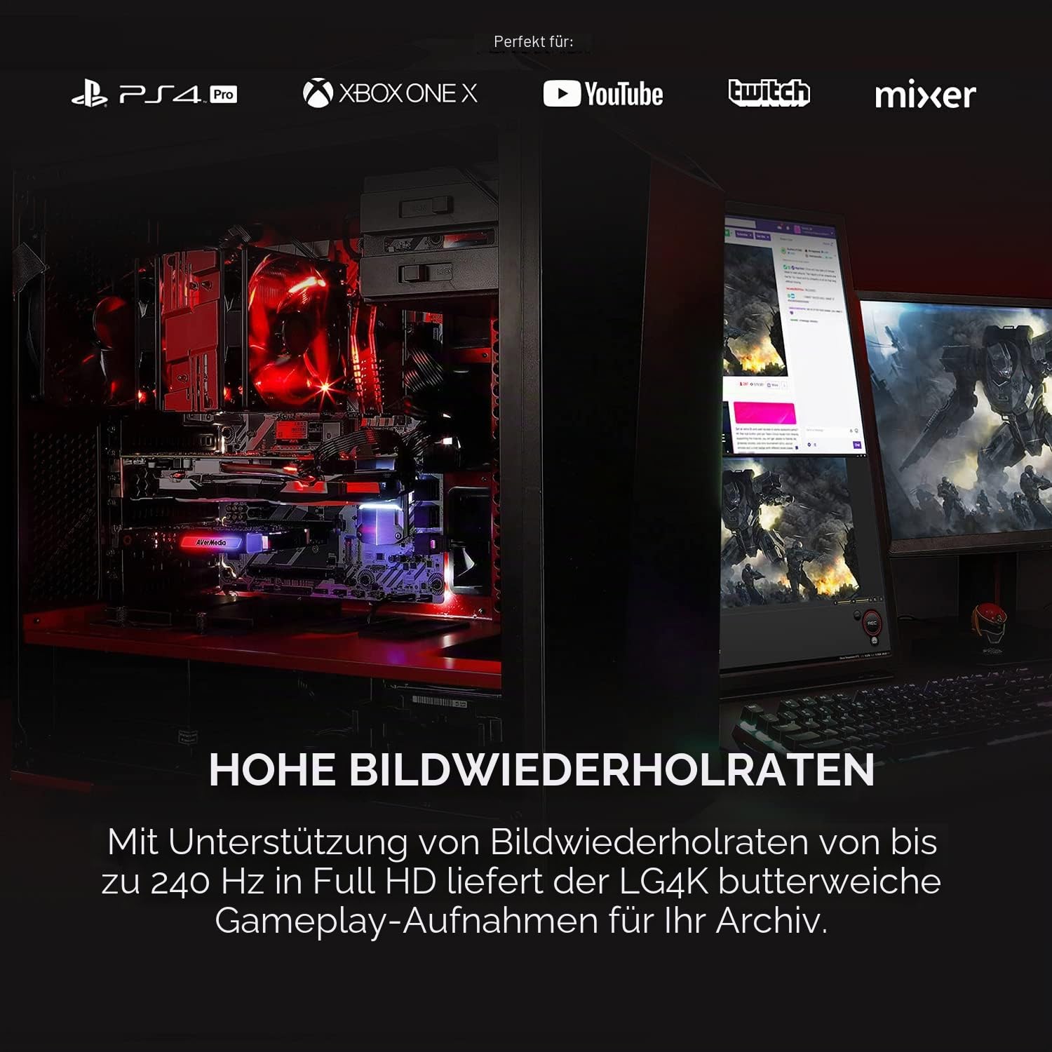 AVerMedia PCIe Capture Card, 4K60 HDR Passthrough, Geringe Latenz, 4K Capture Card für Streaming auf PS5/Pro, Xbox Series X/S, PC, Game Capture mit OBS, YT, Twitch für Windows - GC573 Live Gamer 4K