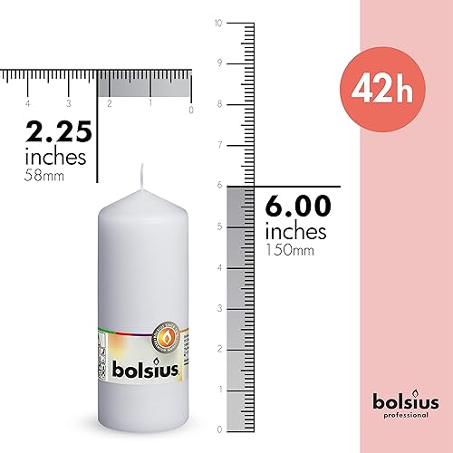 Miniatura 2 de BOLSIUS 10 velas de pilar blancas de 2.25 x 6 pulgadas, calidad europea premium, envueltas individualmente, 42 horas de tiempo de combustión, velas