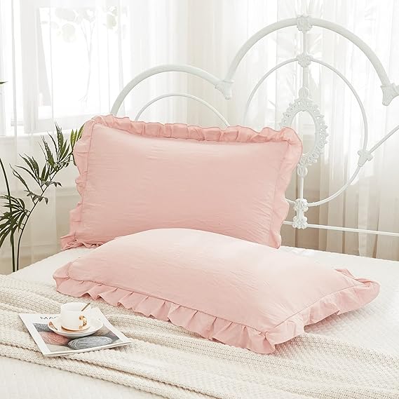 Pink Pillowcases King Pillowcases Ruffled Pillow Shams Set