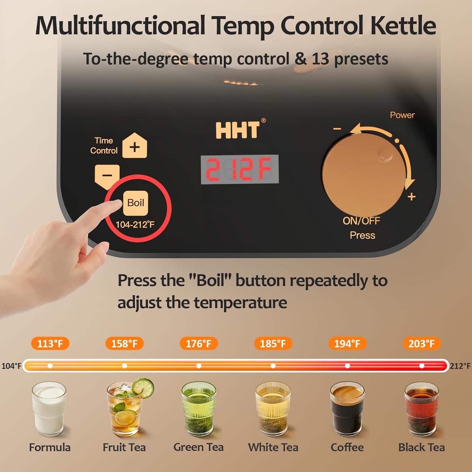 Electric Tea Maker with Infuser, ±1℉ Precise Temperature Control, Glass Electric Kettle for Herbal,Flowers,Fruit Tea and Loose Leaf,BPA-Free,Auto Shut-Off,Brewing Program,Keep Warm,0.8L/27oz Black