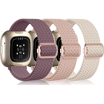 Wristbands Compatible with Fitbit Versa 3 / Versa 4 Wristband Women Men Soft Elastic Nylon Replacement Strap for Sense / Sense 2 Wristband