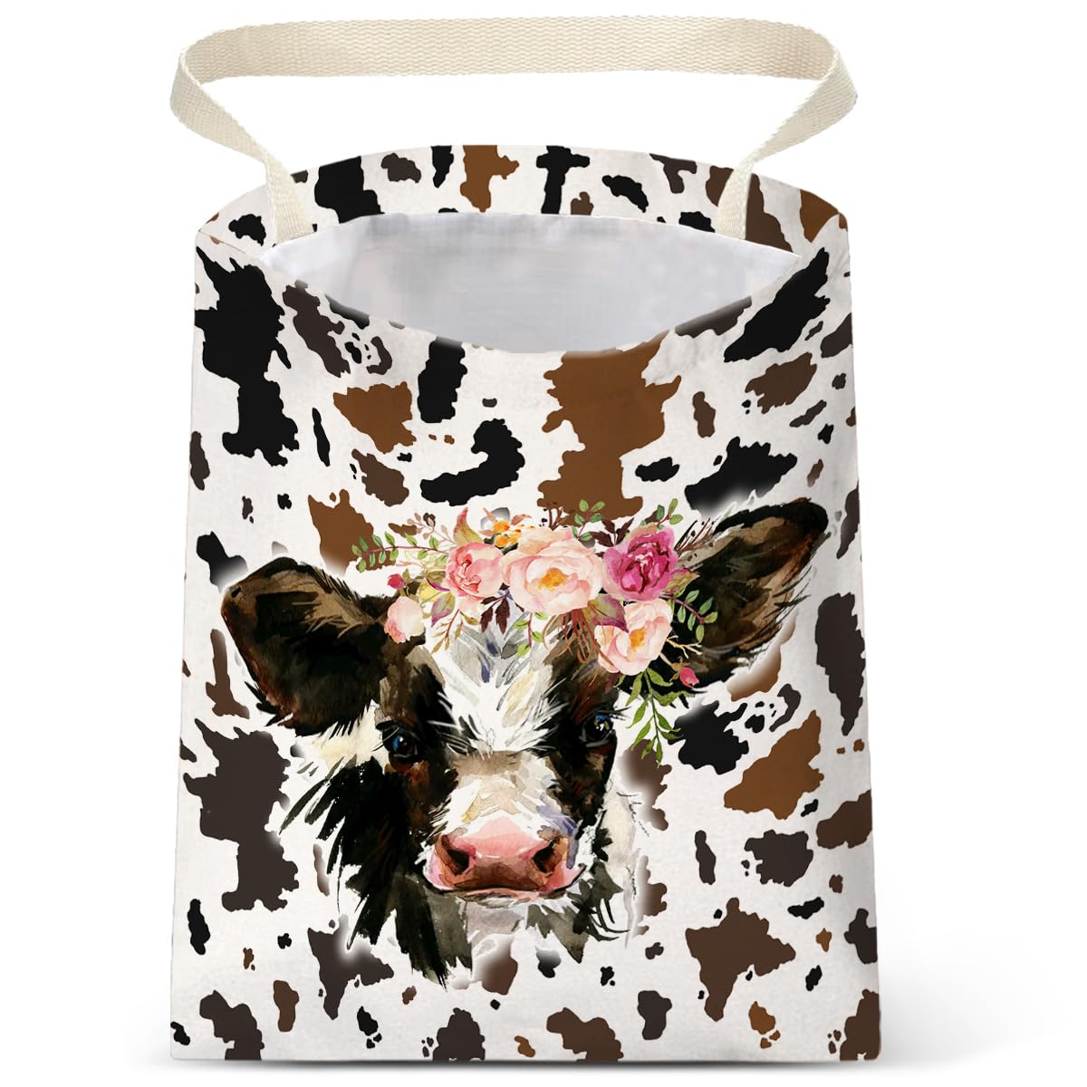 IRADA Car Trash Bag Hanging No Snap Small Garbage Bag for Car Back Seat Cute Printed One-Handed Strap Trash Bags Car Accessories-Cow Car Trash Bags