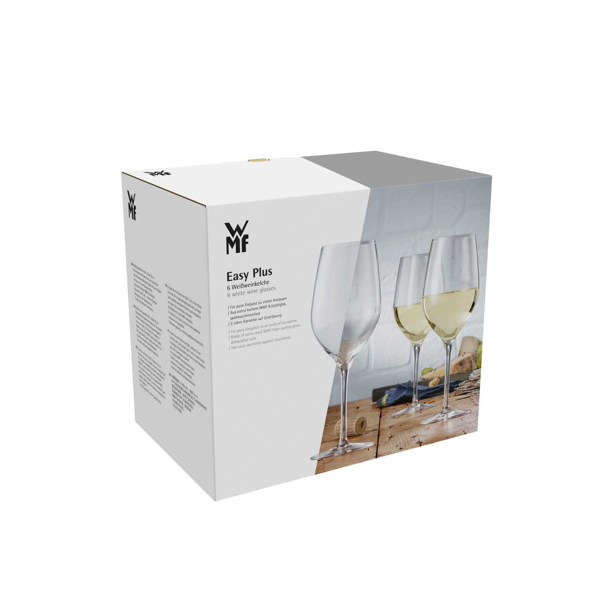 WMF Easy Plus Weingläser Weißwein 6er Set, Weinglas 390 ml, Kristallglas, spülmaschinenfest, transparent