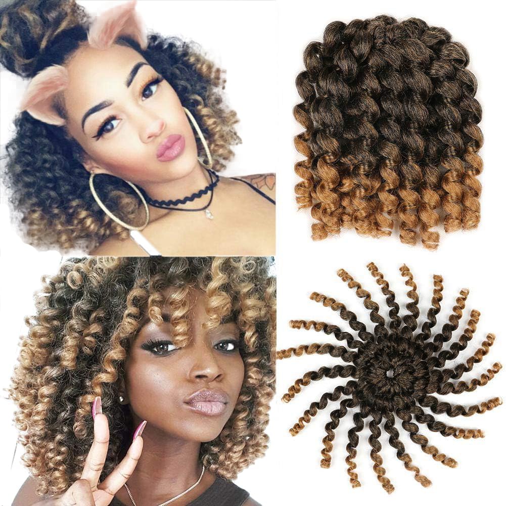 Xtrend 3packs/Lot Ombre Brown Jumby Wand Curls Twist Crochet Hair Extensions 8inch Synthetic jamaican bounce Crochet Braids for Black Women 20strands/pack 1B/27#