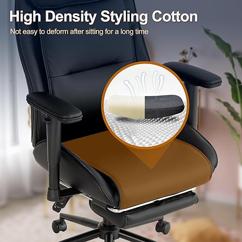 Miniatura 3 de Silla ergonómica de oficina en casa con reposapiés, moderna silla reclinable de piel sintética, sillas ejecutivas de computadora de videojuegos con