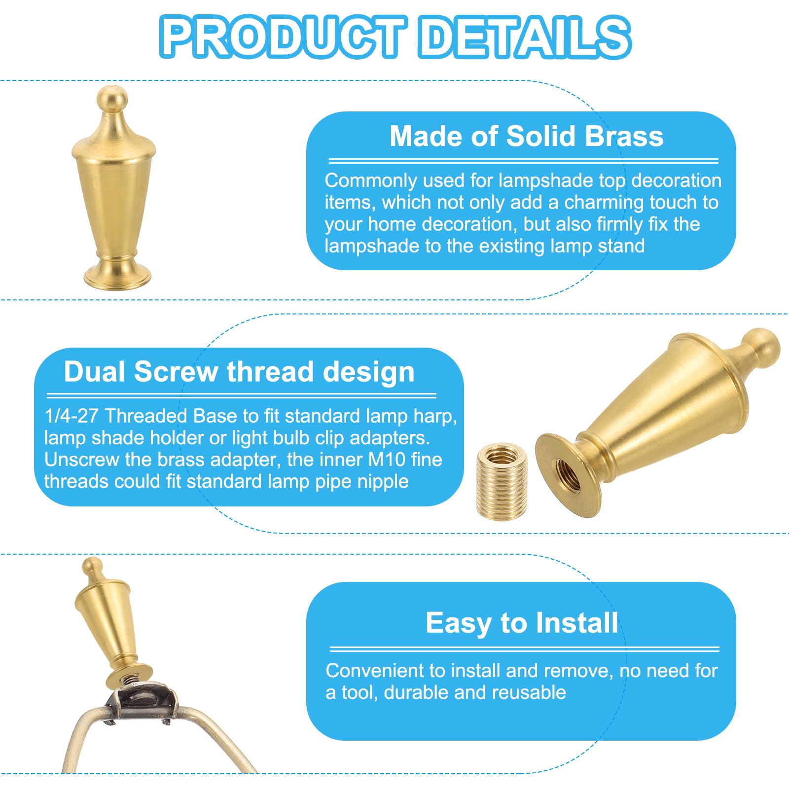 PATIKIL 29.5 x 72mm Lamp Finials Caps Knob - Image 4