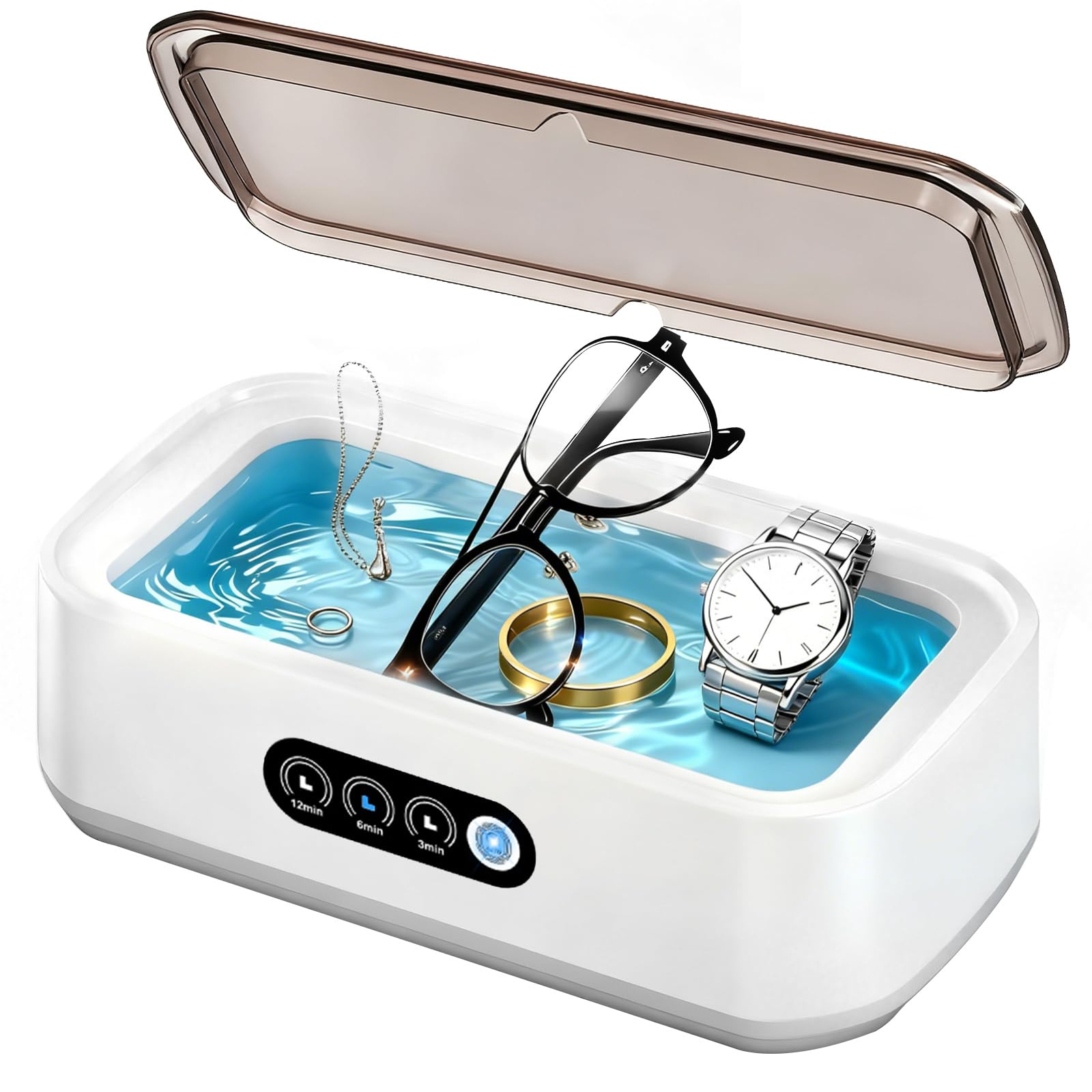 Limpiador Ultrasónico 650ml, Ultrasonidos Limpieza 49KHz, Ultrasonic Cleaner, 3 Funciones de Tiempo, Limpieza Ultrasonidos para Gafas, Joyas, Dentaduras