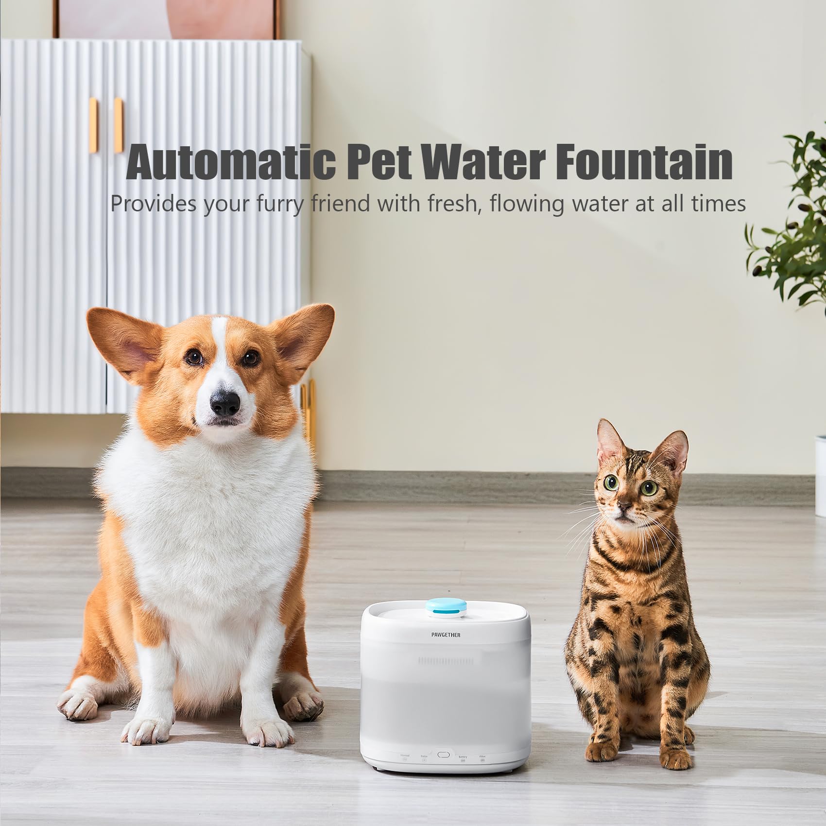 PAWGETHER® Cat Water Fountain with Radar Sensor and Wireless Pump, Ultra Quiet 67oz/2L Automatic Pet Water Fountain for Dogs and Cats with Replacement Filter Dog Water Dispenser - image 8