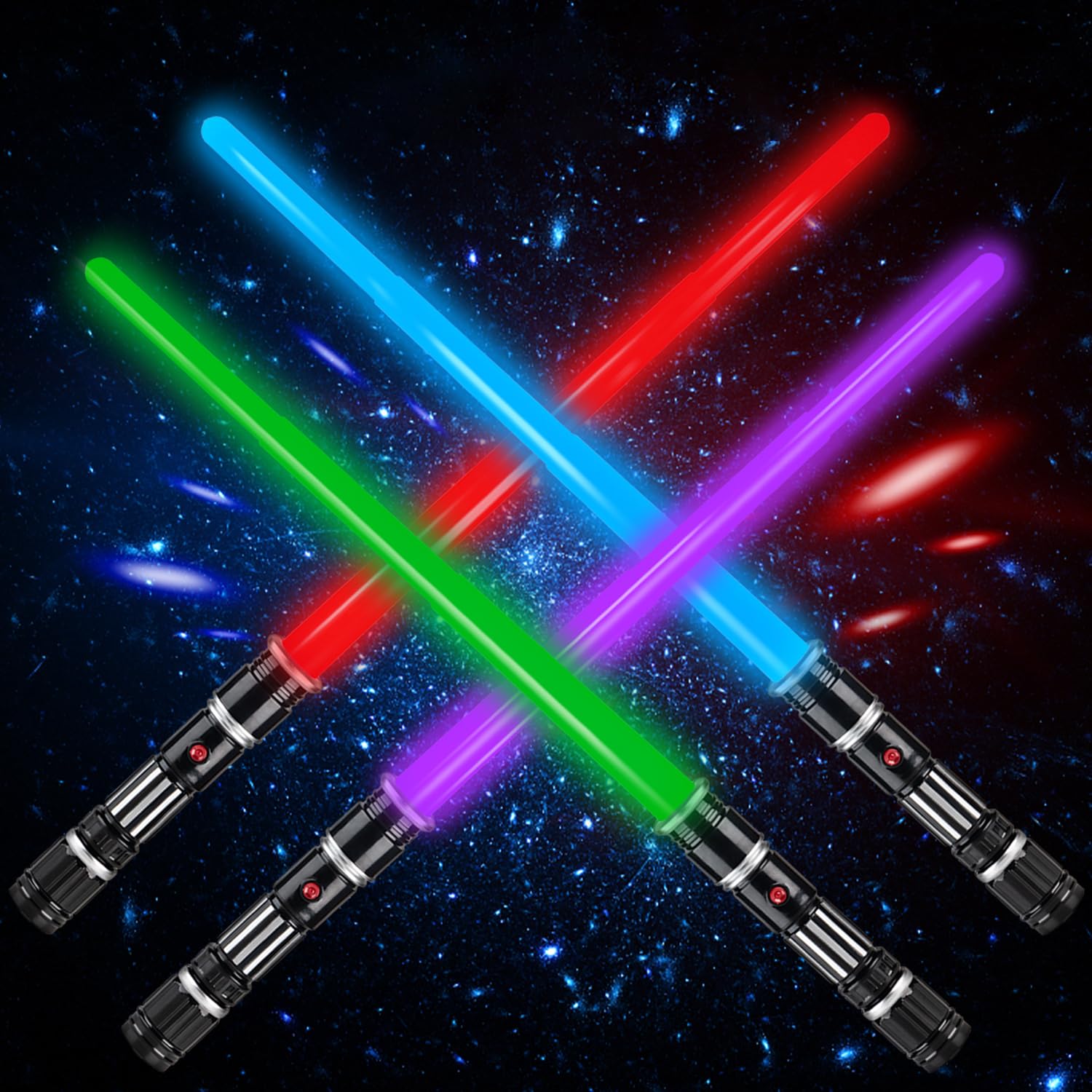 4 Pack 4 Colors Light up LED Sword, Light Swords with FX Sound Light up Toy