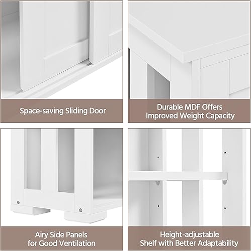 Miniatura 5 de Yaheetech Soporte de TV para TV de hasta 45 pulgadas, mueble de TV con puerta corredera y estante ajustable, centro de entretenimiento para sala de