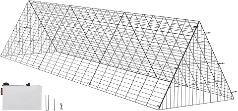 VEVOR Gabbia per polli da cortile, galleria portatile 300 x 71 x 61,5 cm, facile installazione, beccuccio per pollaio, anitre, conigli