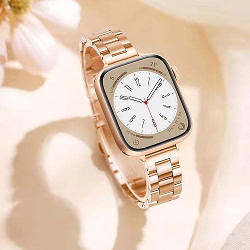 Miniatura 3 de Correa de metal delgada compatible con correas de Apple Watch para mujer de 1.732 pulgadas, 1.772 pulgadas, 1.654 pulgadas, 1.732 pulgadas, correas