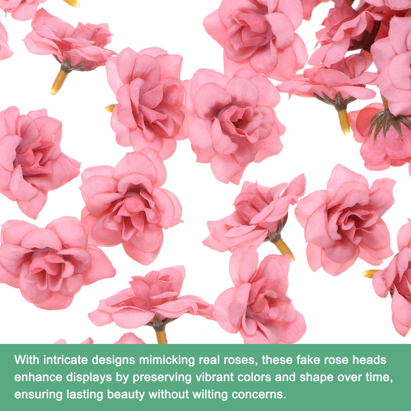 M METERXITY 50-Pack Artificial Roses Heads, Silk Faux Rose Head for Wedding/Bouquet/DIY Crafts/Party Decoration - Image 2