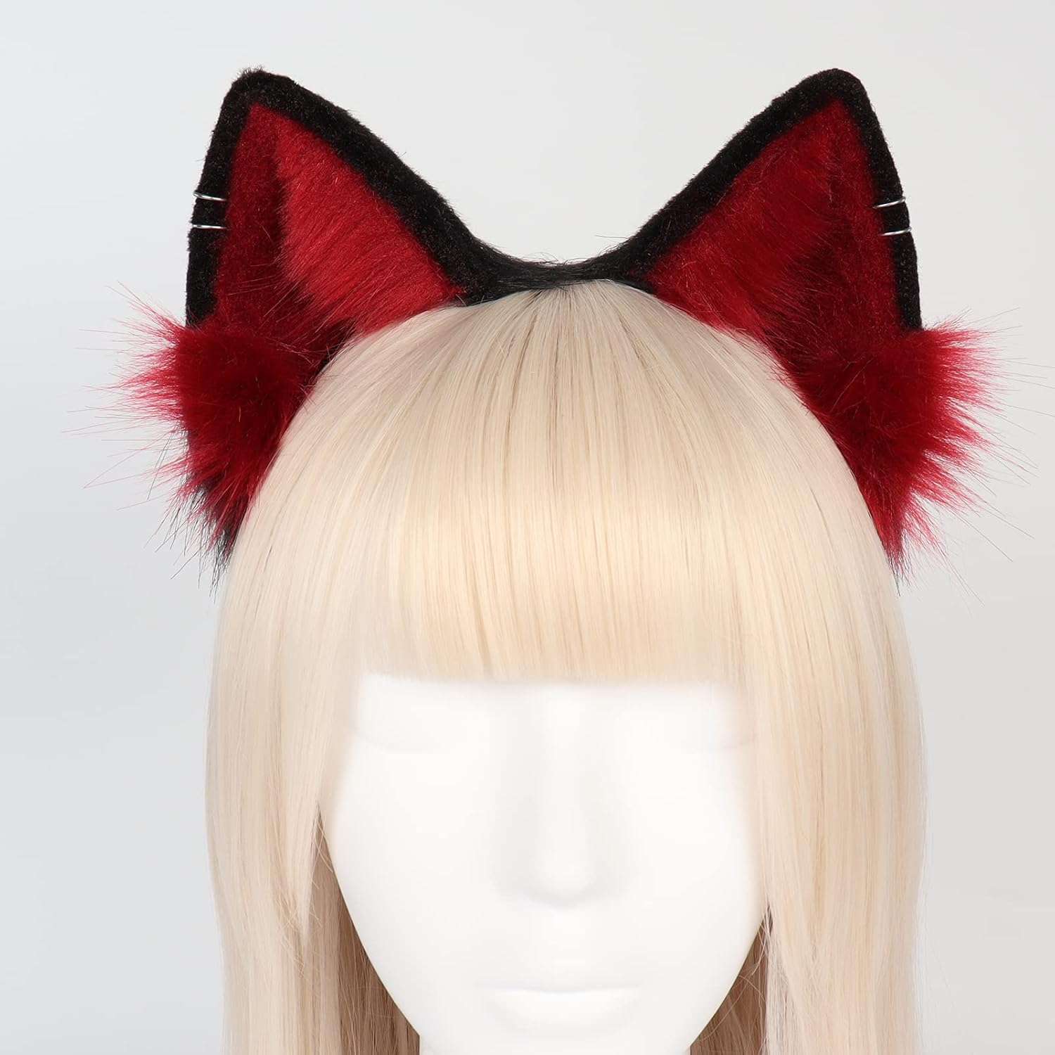 QinRuan Animal Cosplay Costume Accessories Furry Faux Fur Cat Ears Headband and Fox Tail Set Halloween Accessory - Image 3