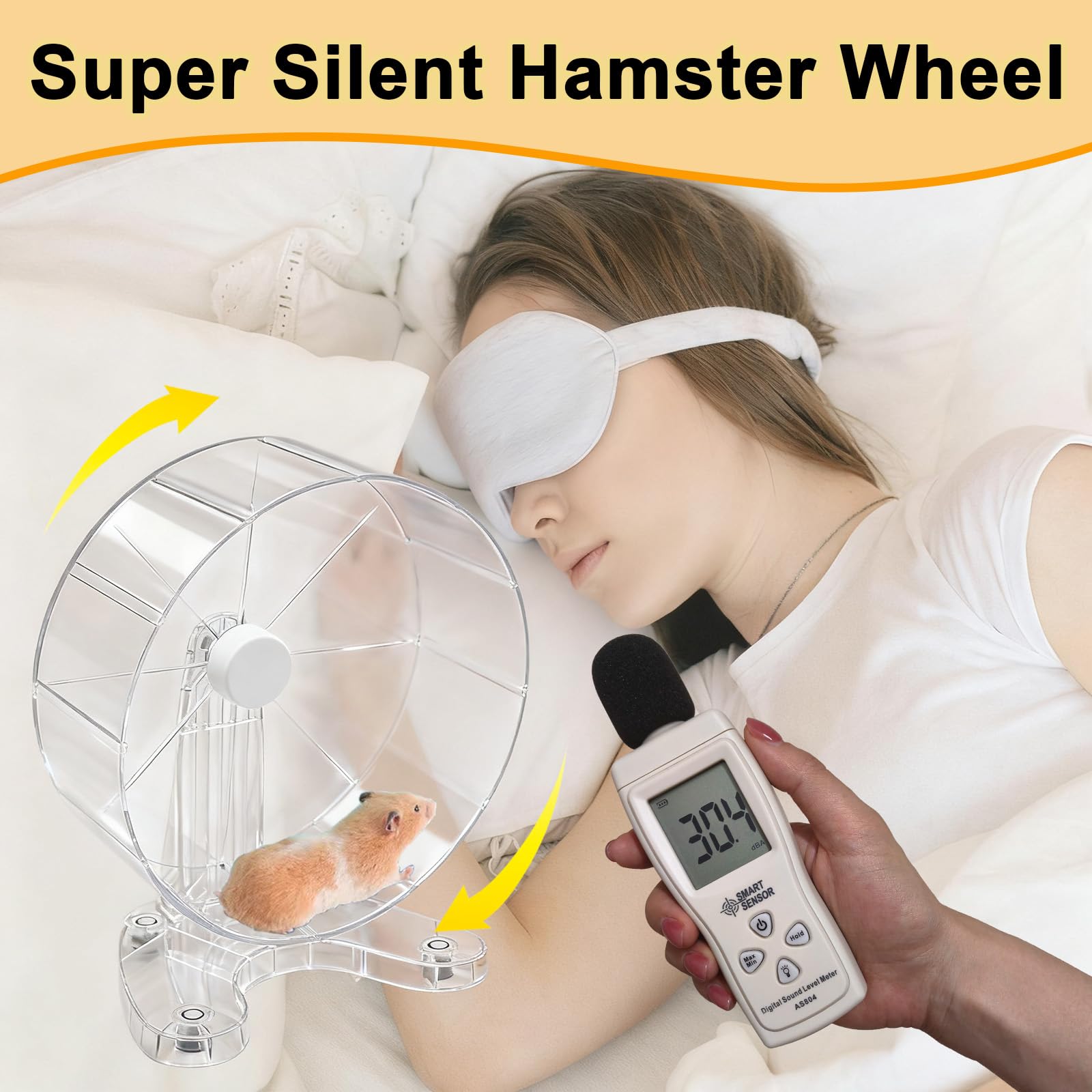 Roues d'exercice super silencieuses pour hamster, gerbilles, souris ou autres petits animaux (transparentes, grandes) de 21,6 cm