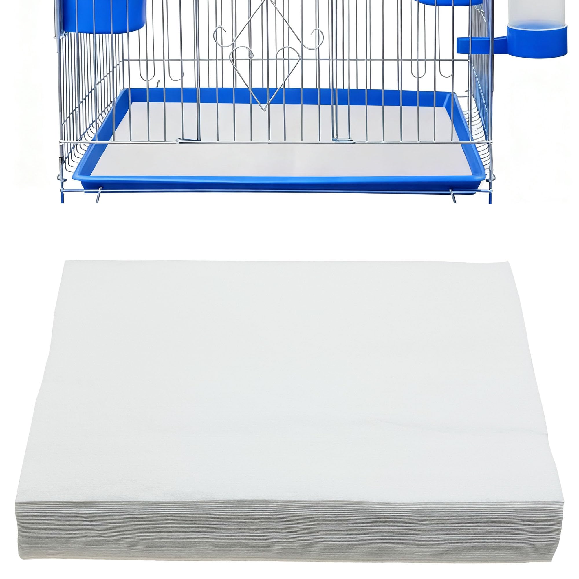 Lot de 100 Papier Absorbant pour Oiseaux, Doublures en Papier Jetables Prédécoupées Absorbantes pour Cage à Oiseaux, Feuilles de Papier non Tissé pour Cage à Oiseaux, 30 x 40cm