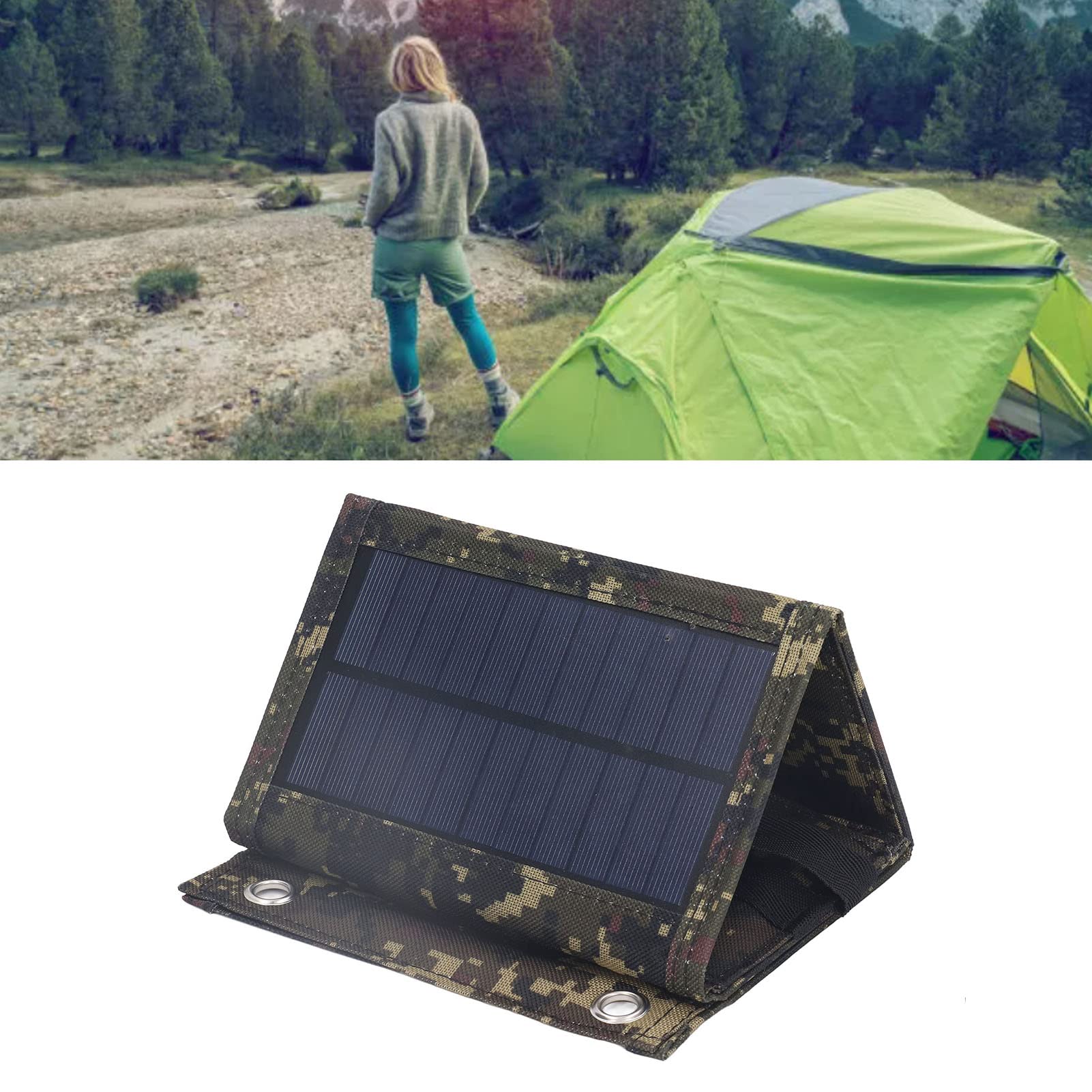 Panel de Cargador Solar Plegable de 5V Plegable 10W 5V, Cargador de Paneles solares Plegables, Tablero de Cargador Solar monocristalino de silicio para Acampar y Viajar (Black) (Green)