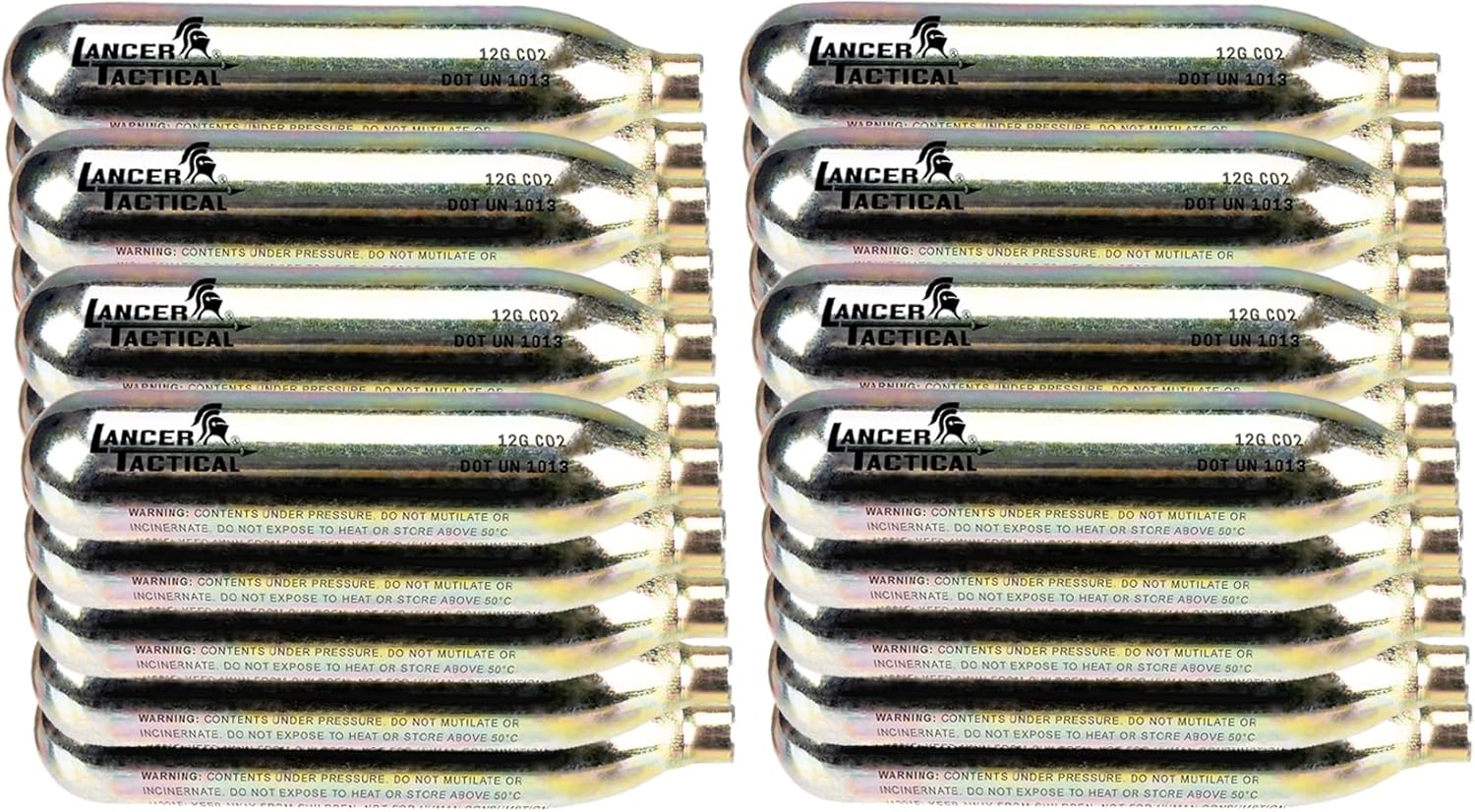 Lancer Tactical 40 Pack 12g CO2 Cartridges for Air Guns, BB Guns, Airsoft Pistols & Paintball Accessories