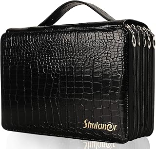 Shulaner 250 Pencil Case with 5 Zipper Layer Large Capacity Pencil Pouch Pen Case Pencils Organizer Storage - Black