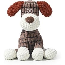 Speedy Panther Plush Poodle Dog Squeaky Toy, Interactive Soft Chew Toy for Small Medium Dogs, Brown and White, Training Play Pet Toy
