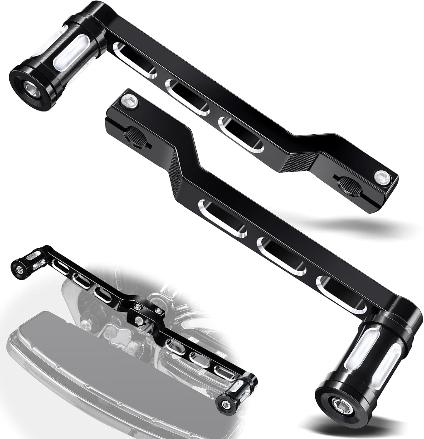 Heel Toe Shift Lever Pegs Shifter Lever Pegs CNC Aluminum Fit for Harley Touring Street Glide Road Glide Electra Glide 1988-later FL Softail 1986-later Tri Glide Trikes 2008-later Black