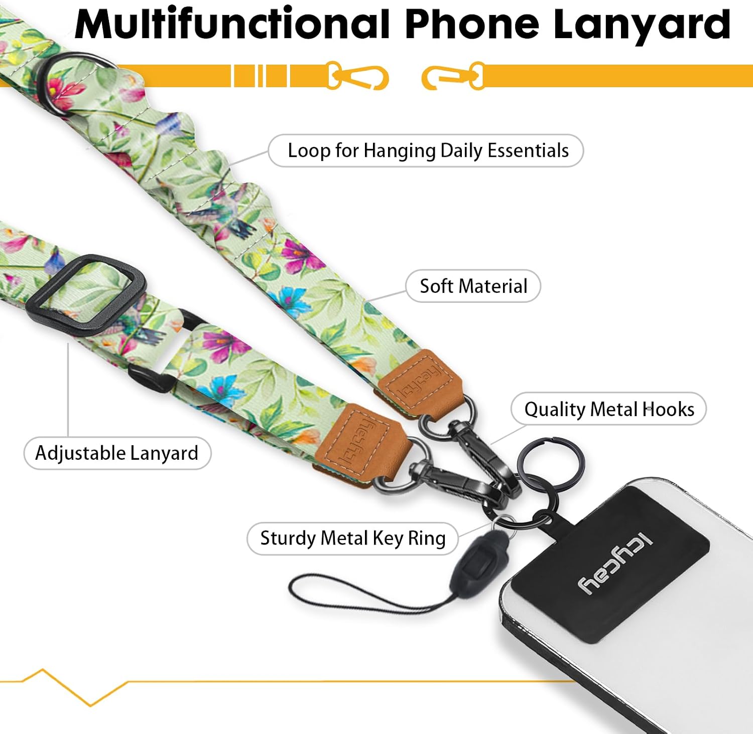 Icycay Phone Lanyard Crossbody Strap Neck Adjustable Teacher Women Birds image 3