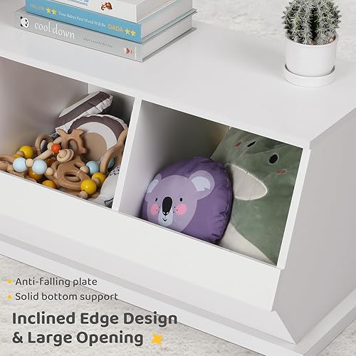 Miniatura 4 de Cowiewie Organizador de almacenamiento de juguetes, estante apilable de almacenamiento de juguetes para niños, caja de juguetes de gran capacidad