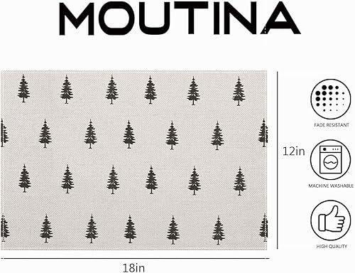 Miniatura 6 de Juego de 4 manteles individuales con diseño de árboles de Navidad, 12 x 18 pulgadas, resistentes al calor, decoración de mesa de invierno de